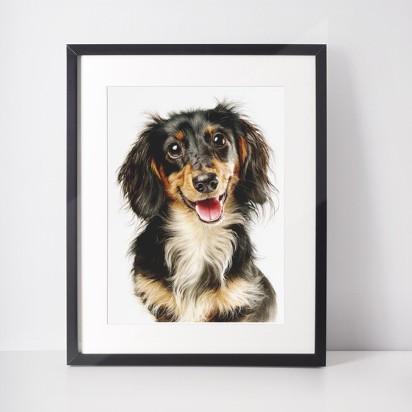 Watercolor Dachshund Dog Portrait Art Print – Unframed Fine Art Poster - Picture 3 of 5